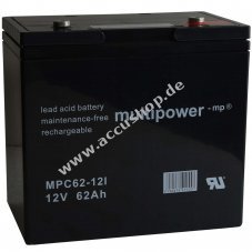 Powery Bleiaccu (multipower) fr Elektrorollstuhl Invacare Ranger II FWD zyklenfest