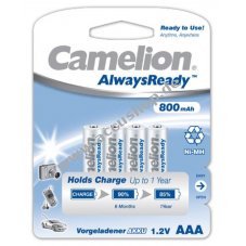 Camelion HR03 Micro AAA AlwaysReady, wieder aufladbare Batterie, 4er Blister 800mAh