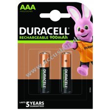 Duracell Rechargeable AAA, Micro, HR03 Akku 900mAh 2er Blister