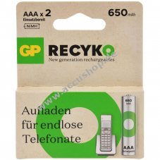 Accu fr GP HR03 2er Blister 650mAh