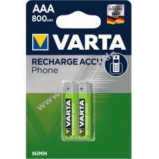 Varta Micro AAA Akku fr DECT-Telefone 800mAh 2er Blister
