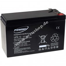 Powery Blei-Gel-Akku fr USV APC Power Saving Back-UPS Pro 550 9Ah 12V (ersetzt auch 7,2Ah / 7Ah)