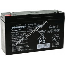 Powery Blei-Gel Akku 6V 12Ah ersetzt Panasonic LC-R0612P