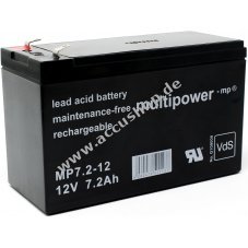 Powery Bleiaccu (multipower) MP7,2-12 Vds ersetzt Panasonic LC-R127R2PG