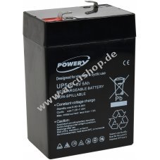 Powery Blei-Gel Akku fr Lampe Johnlite Staubsauger Halogen Lampe 6V 5Ah (ersetzt auch 4Ah 4,5Ah)