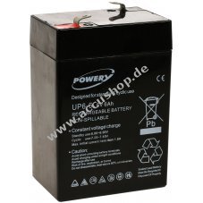 Powery Blei-Gel Akku fr Reinigungsmaschinen, Rasenmher 6V 6Ah (ersetzt auch 4Ah, 4,5Ah)