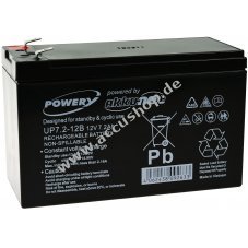 Powery Blei-Gel Akku kompatibel mit Panasonic Typ LC-R127R2PG1 12V 7,2Ah