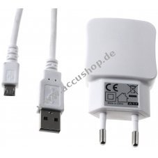 Multi-Ladeadapter mit 2x USB 2,1A inkl. 2.0 High-Speed USB-Kabel mit Micro-USB Wei