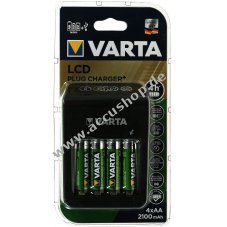 Varta Steckerlader / Ladegert mit LCD-Anzeige und USB inklusive 4x Varta AA Accu R2U 2100mAh