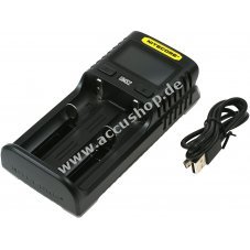 USB-Schnell-Ladegert Nitecore UMS2,LCD-Display, 2 Ladeschchte u.a. fr Li-Ion Accu