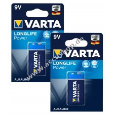 2 Batterien Varta Typ 6LF22, PP3, 6LR61, 9V-Blockbatterie 2x 1er Blister