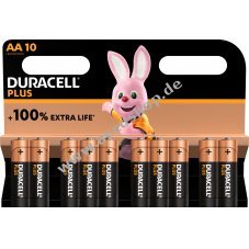 Duracell Batterie Alkaline Mignon AA LR06 1,5V Plus Extra Life 10er Blister