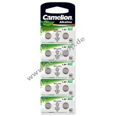 Camelion Knopfzelle, Uhrenbatterie LR59 / AG2 / G2 / LR726 0% HG 10er Blister