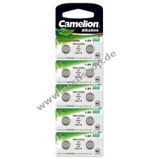 Camelion Knopfzellen, Qualittsbatterien LR63 / AG0 / LR521 / 379 / SR521W 10er Blister