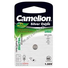 Camelion Silberoxid-Knopfzelle SR60 / SR60W / G1 / LR621 / 364 / SR621 / 164   1er Blister