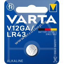 Varta Knopfzelle LR43 V12GA AG12 1er Blister