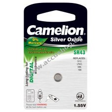 Camelion Silber-Oxid Knopfzelle SR43 / G12 / LR43 / 186 / 386 1er Blister