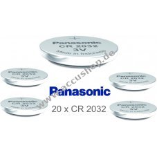 Panasonic Lithium Knopfzelle CR2032 / DL2032 / ECR2032 20 Stck lose