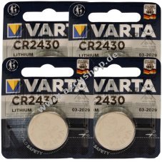 4x Lithium Knopfzelle Batterie Varta Electronic CR2430 3V 1er Blister