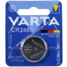 Varta Lithium Knopfzelle CR2450 DL2450 3V 1er Blister