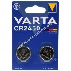 Varta Lithium Knopfzelle CR2450 DL2450 3V 2er Blister