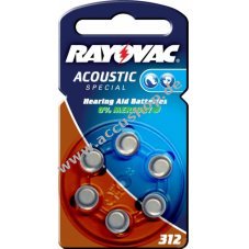 Rayovac Acoustic Special Hrgertebatterie 312 / 312AE / AE312 / DA312 / PR41 / V312AT 6er Blister