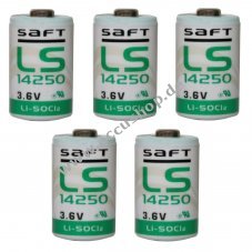 5x Lithium Batterie Saft LS14250 1/2AA 3,6Volt