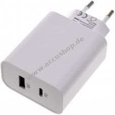 2 Port USB Schnellladegert USB PD QC Adapter 45 W Wei  61756
