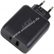 goobay USB-C PD Dual Schnellladegert 65 W schwarz