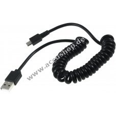 Goobay USB Spiralkabel 1m mit Micro USB kompatibel mit Samsung Galaxy S3 / S4 / S5 / S6