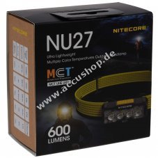 Nitecore NU27 LED Kopflampe, Stirnlampe, Headlamp, USB-C, max. 600 Lumen wei
