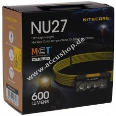 Nitecore NU27 LED Kopflampe, Stirnlampe, Headlamp, USB-C, max. 600 Lumen schwarz