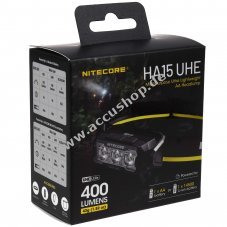 Nitecore HA15 UHE LED Kopflampe, Stirnlampe, Headlamp, max. 400 Lumen