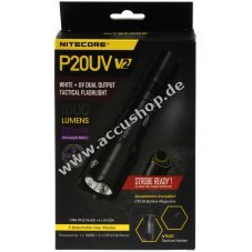 Nitecore P20UV V2 taktische Taschenlampe - max. 1000Lumen - Weilicht & UV-Licht